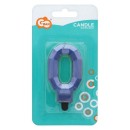 Number Diamond Metallic Blue number 0 candle, cake candle