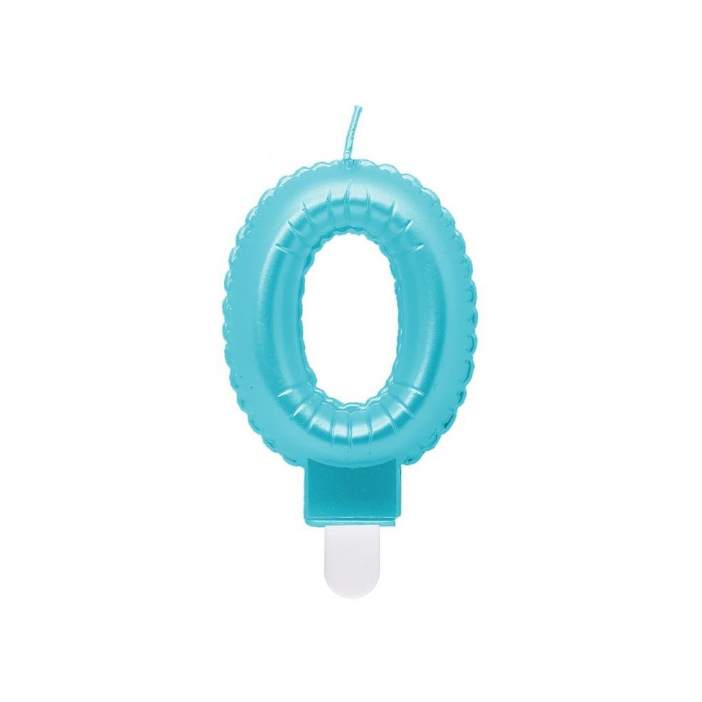 Number Pearly Light Blue 0 Candle, Birthday Candle