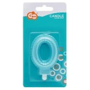 Number Pearly Light Blue 0 Candle, Birthday Candle