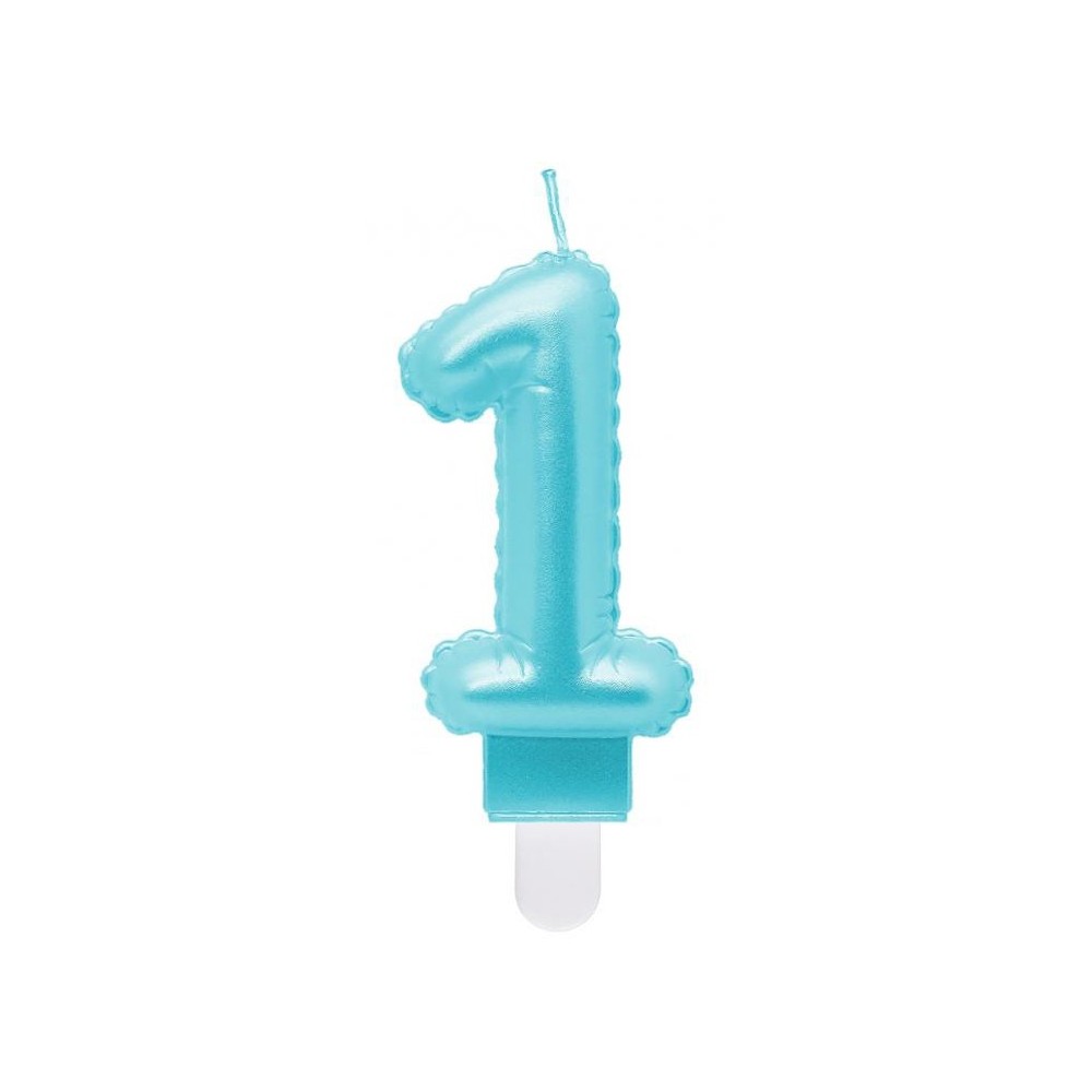 Number Pearly Light Blue number 1 candle, cake candle