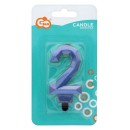 Number Diamond Metallic Blue Number 2 Candle, Birthday Candle