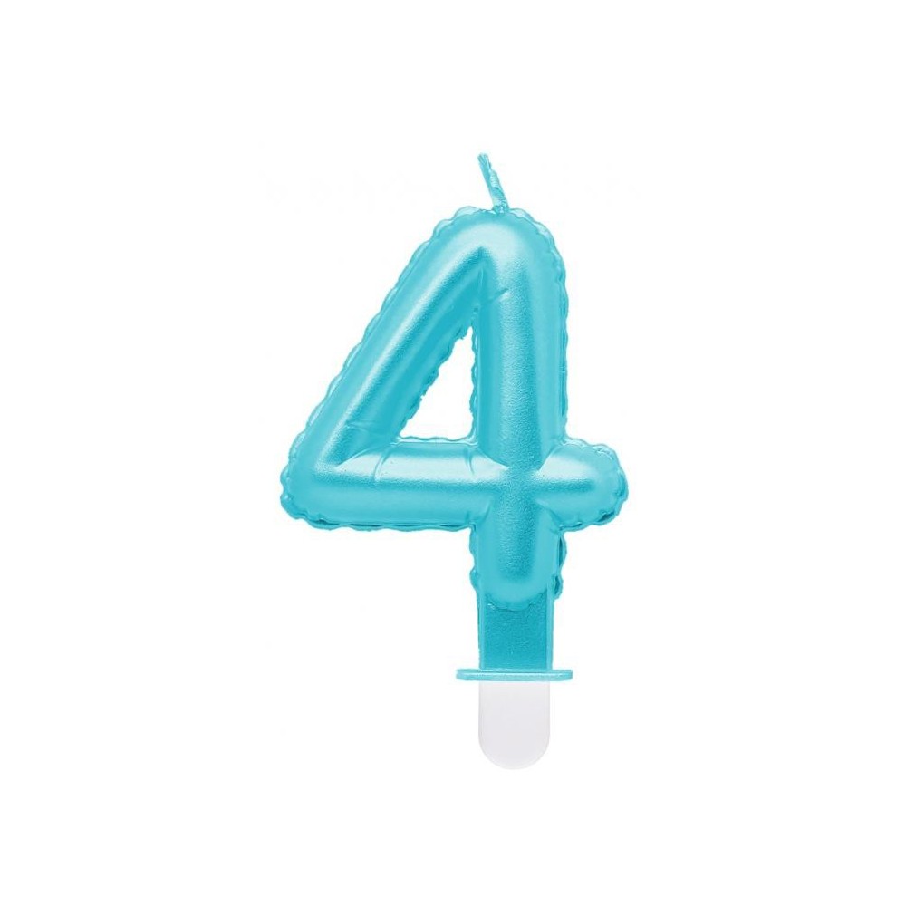 Number Pearly Light Blue number 4 candle, cake candle