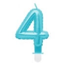 Number Pearly Light Blue number 4 candle, cake candle