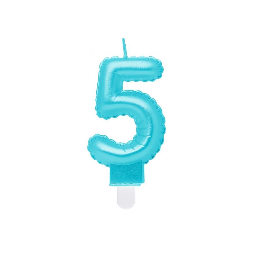 Number Pearly Light Blue number 5 decorative candle, cake candle