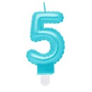 Number Pearly Light Blue number 5 decorative candle, cake candle