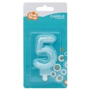 Number Pearly Light Blue number 5 decorative candle, cake candle