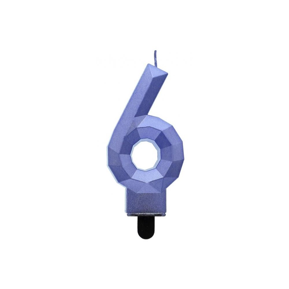 Number Diamond Metallic Blue number candle 6, cake candle