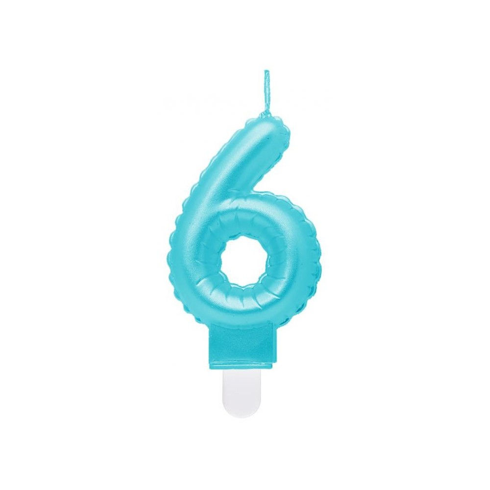 Number Pearly Light Blue number 6 birthday candle