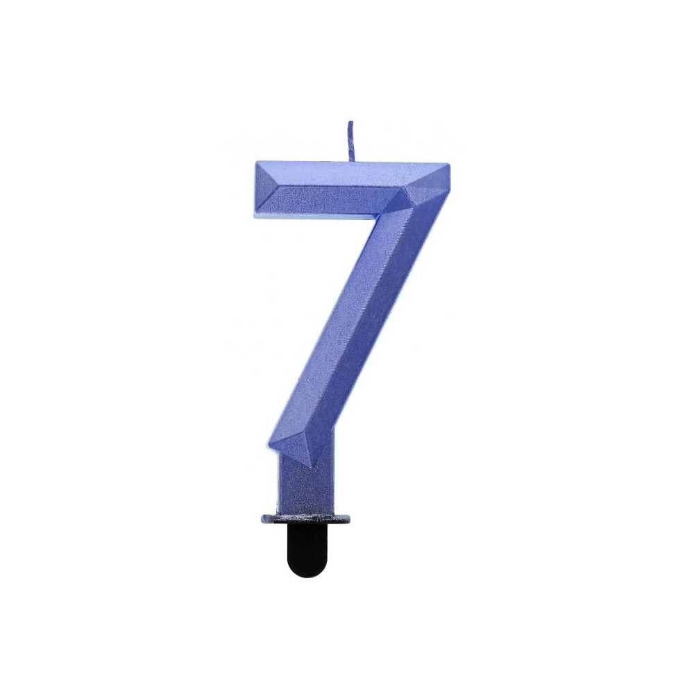 Number Diamond Metallic Blue number 7 candle, cake candle 7