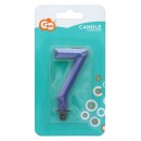 Number Diamond Metallic Blue number 7 candle, cake candle 7