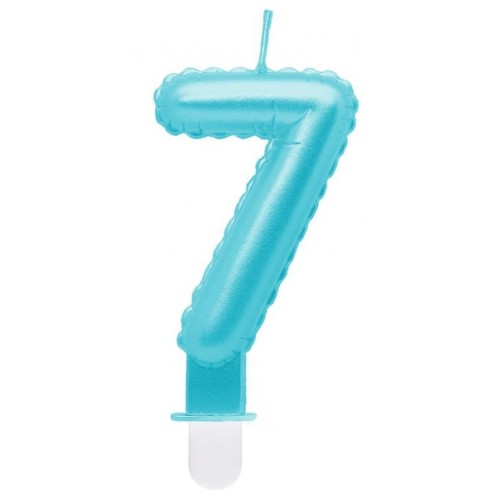 Number Pearly Light Blue number 7 candle, cake candle