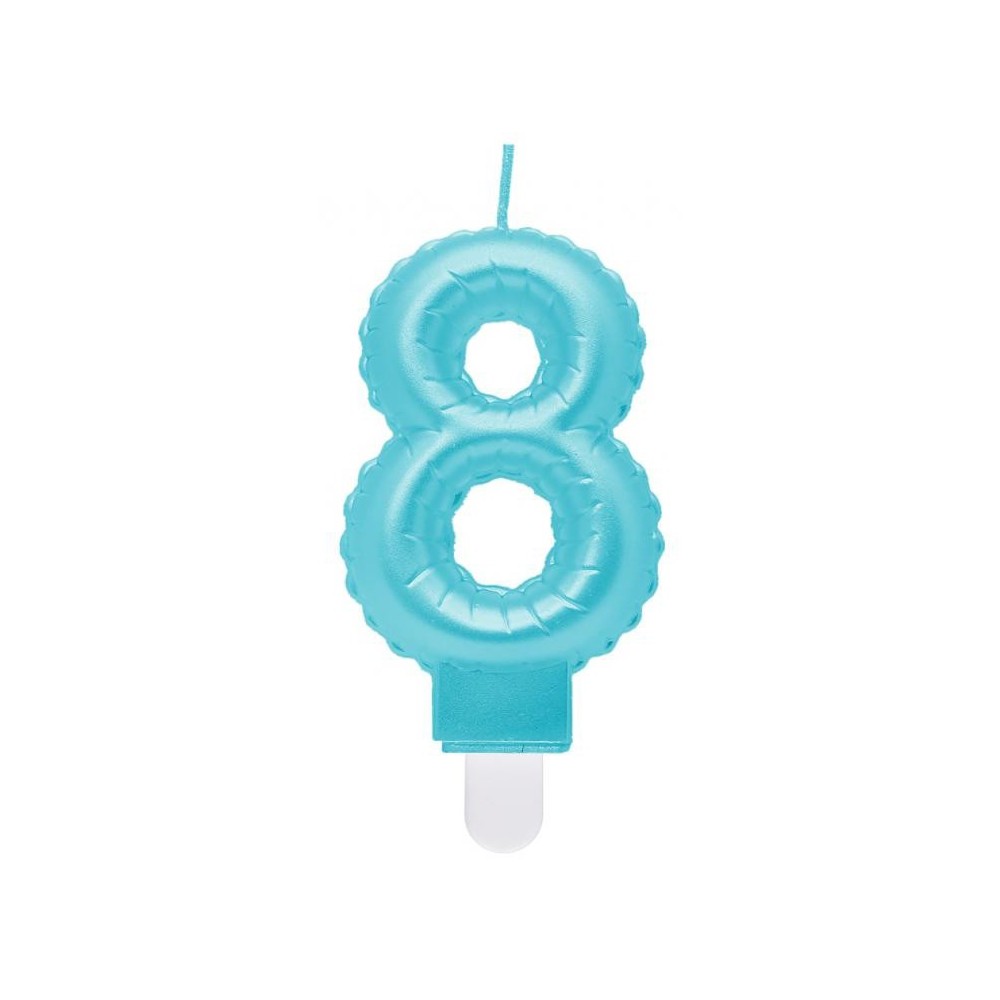 Number Pearly Light Blue number 8 birthday candle