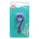 Number Diamond Metallic Blue number 9 candle, birthday candle