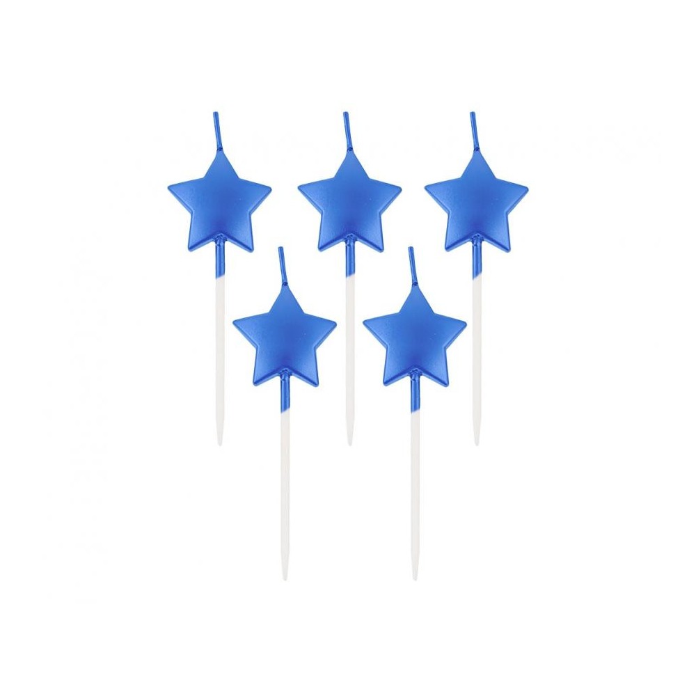 Star Metallic Blue Star, Blue cake candle, candle set 5 pcs