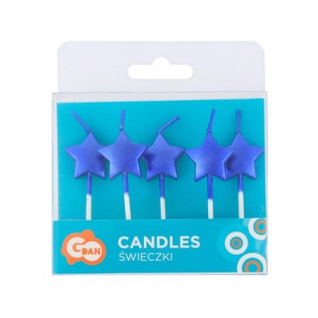 Star Metallic Blue Star, Blue cake candle, candle set 5 pcs