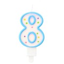 Colour Dots Blue Outline Number 8 Candle, Cake Candle