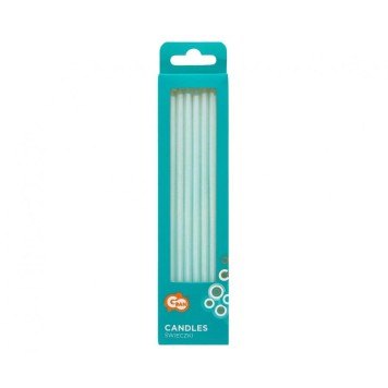 Colour Pearly Light Blue, Blue birthday candle set of 8