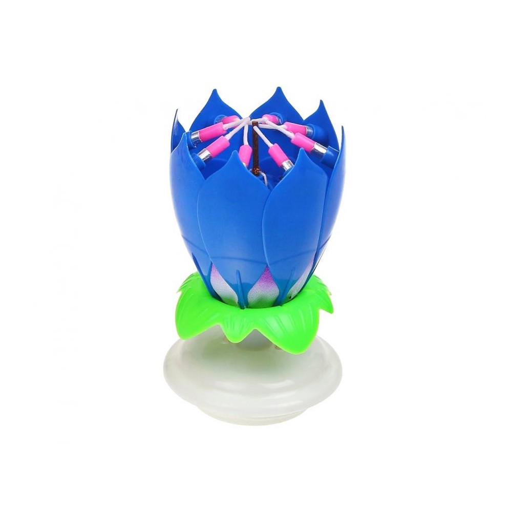 Colour Blue Blue Flower Musical Birthday Candle Set