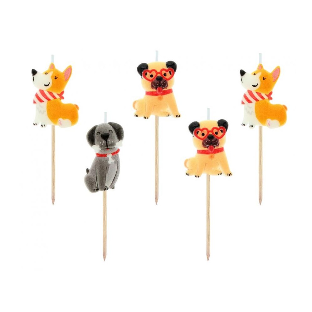 Animals Corgi Dog cake candle, candle set 5 pieces