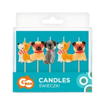 Animals Corgi Dog cake candle, candle set 5 pieces