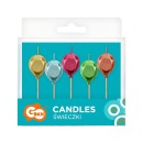 Colour Metallic Balloon cake candle set, 5 pieces