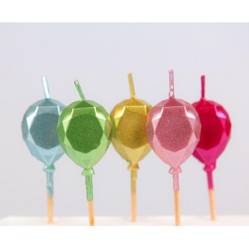 Colour Metallic Balloon cake candle set, 5 pieces