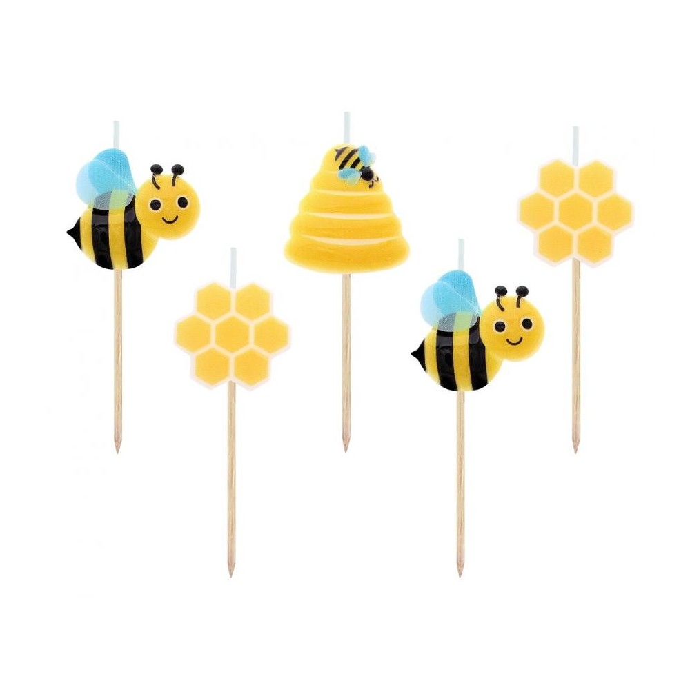 Animals Beehive Bee cake candle, candle set 5 pcs