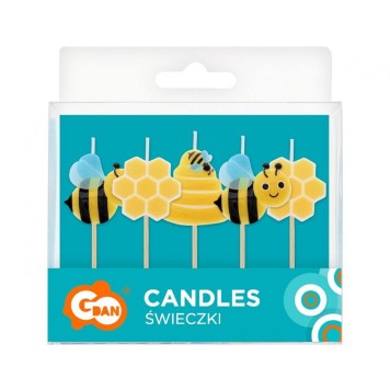 Animals Beehive Bee cake candle, candle set 5 pcs