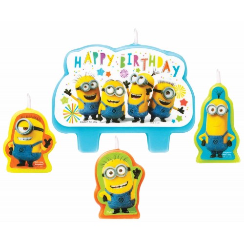 Minions mini cake candle, candle set 4 pcs