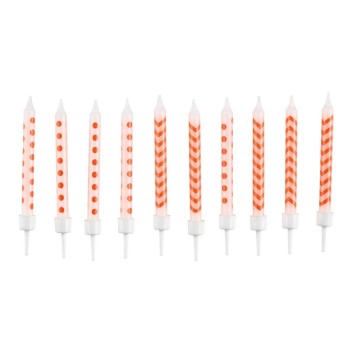 Colour Orange spiral cake candle, candle set of 10 pieces