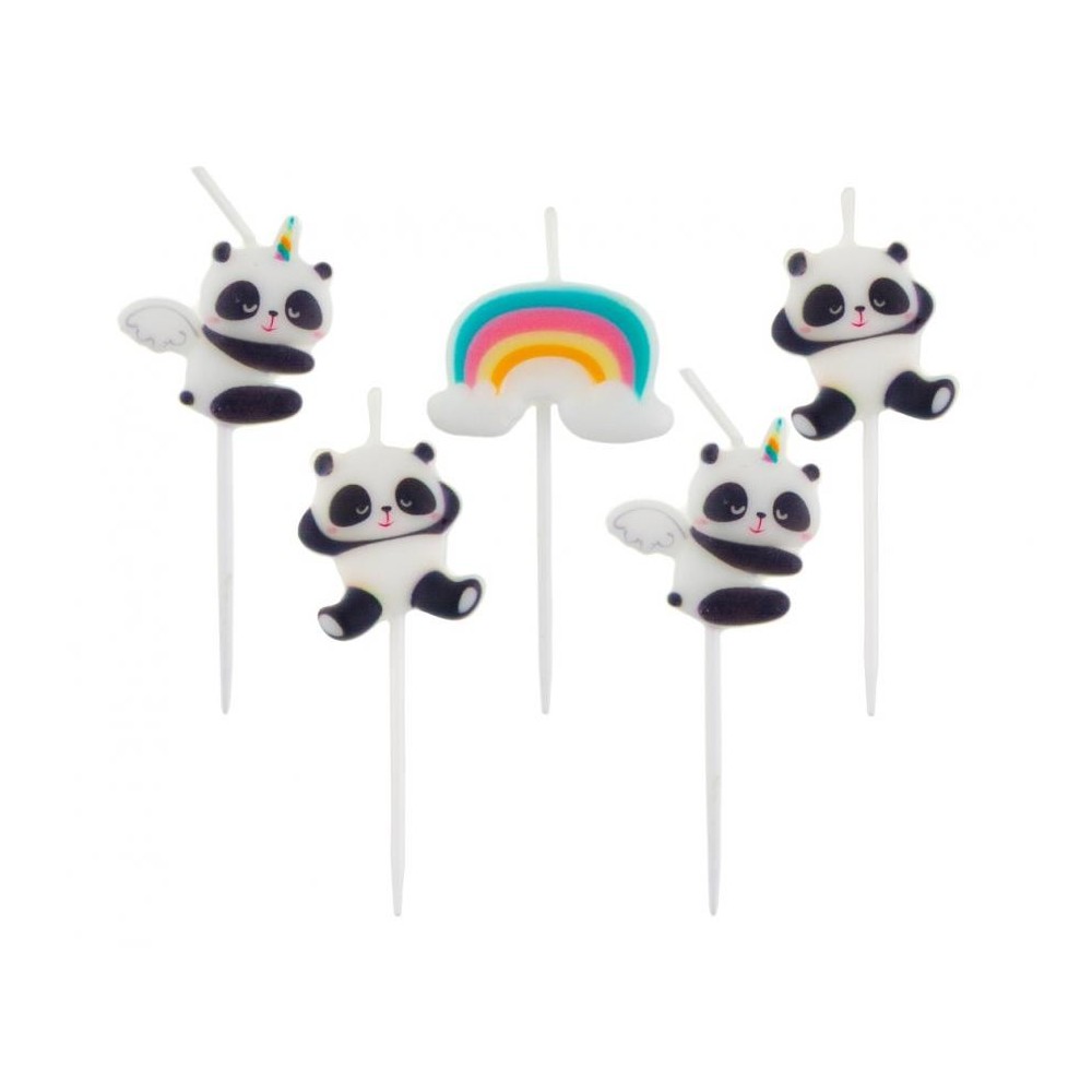 Animals Cute Panda cake candle, candle set 5 pcs