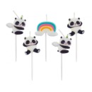 Animals Cute Panda cake candle, candle set 5 pcs