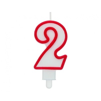Number Red Outline, Red Number Candle, Cake Candle Number 2