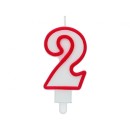 Number Red Outline, Red Number Candle, Cake Candle Number 2
