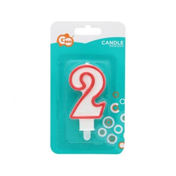 Number Red Outline, Red Number Candle, Cake Candle Number 2