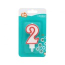 Number Red Outline, Red Number Candle, Cake Candle Number 2