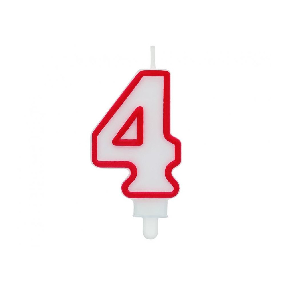 Number Red Outline, Red Outline number candle, cake candle number 4