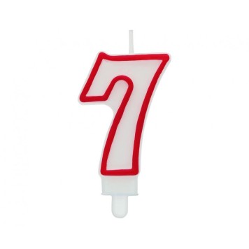 Number Red Outline, Red Outlined Number Candle, Birthday Candle Number 7