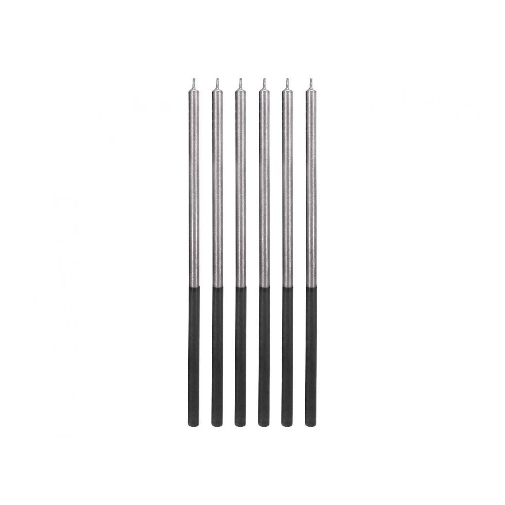Colour Platinum Silver, Silver birthday candles, candle set 6 pcs