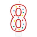 Colour Polka Dot Cake Candle, Number Candle 8