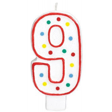 Colour Polka dot cake candle, number candle 9