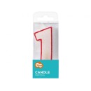 Number Red Outline Glitter Red Number 1 Candle, Cake Candle