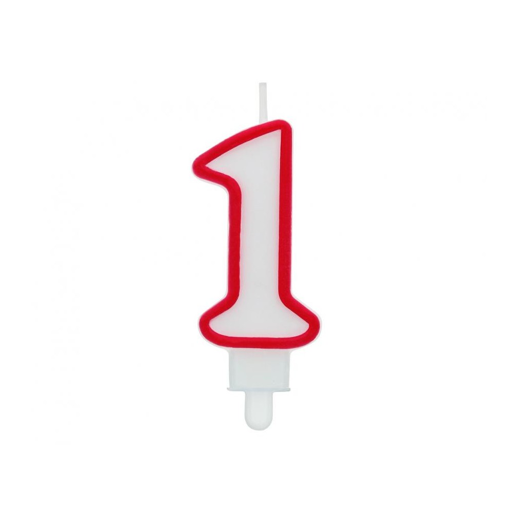 Number Red Outline, Red outlined numeral birthday candle, numeral candle number 1