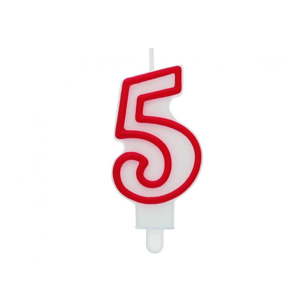 Number Red Outline, Red Number Candle, Birthday Candle Number 5
