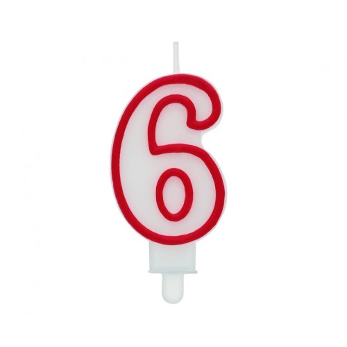 Number Red Outline, Red Number Candle, Cake Candle Number 6