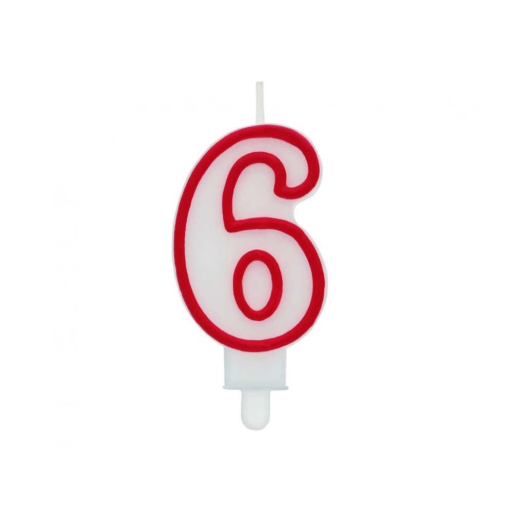Number Red Outline, Red Number Candle, Cake Candle Number 6