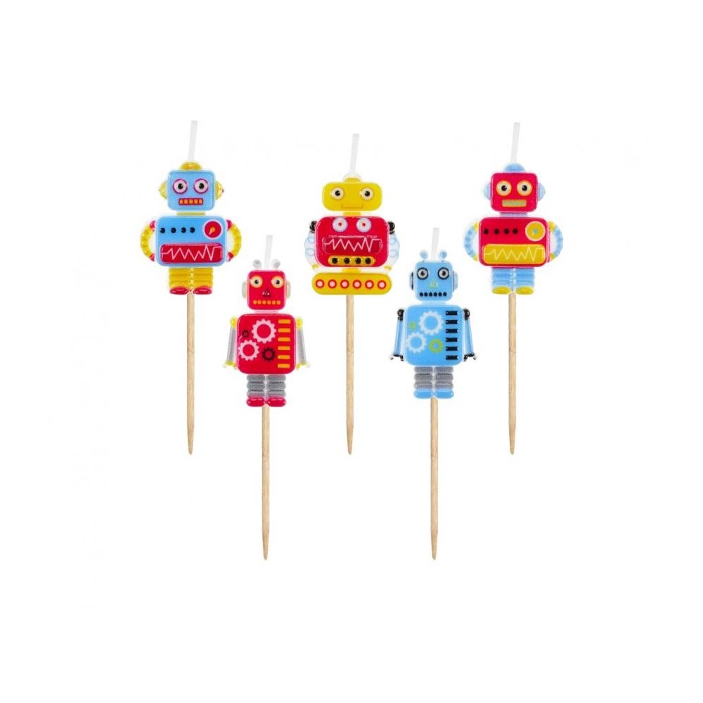 Robot Future cake candle, candle set 5 pieces