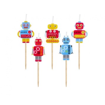 Robot Future cake candle, candle set 5 pieces