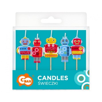 Robot Future cake candle, candle set 5 pieces