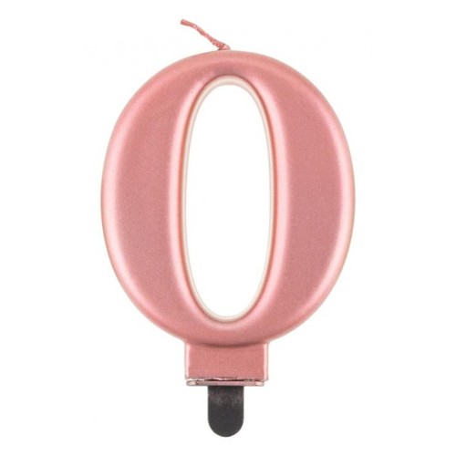 Number Metallic Rose Gold Number 0 Candle, Cake Candle